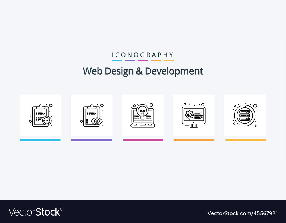 Web design and development line 5 icon pack