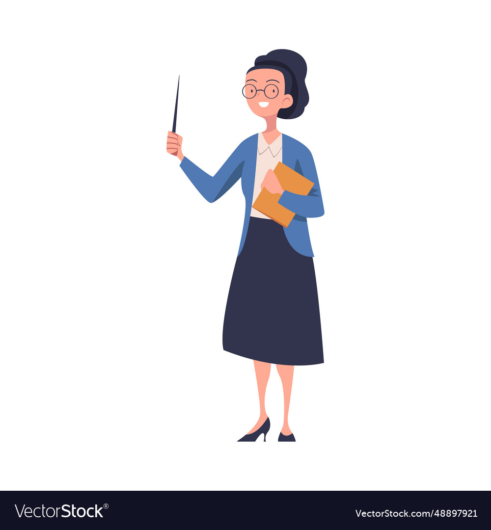 Woman teacher character in glasses standing