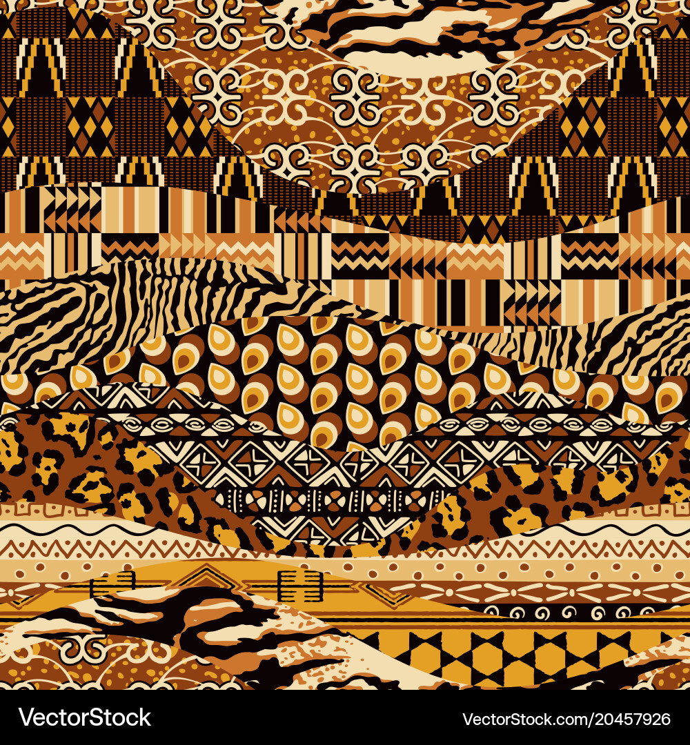 African style fabric patchwork background Vector Image