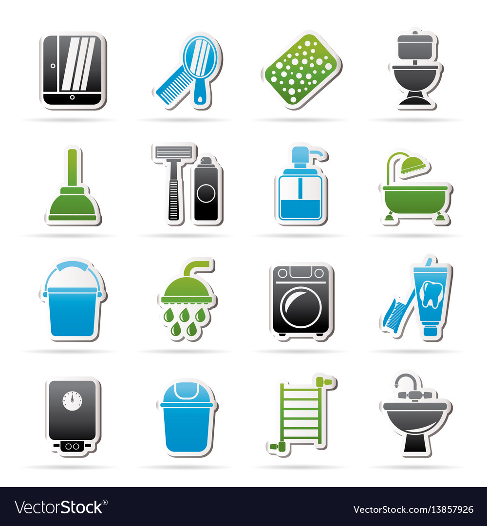 Bathroom and hygiene objects icons Royalty Free Vector Image