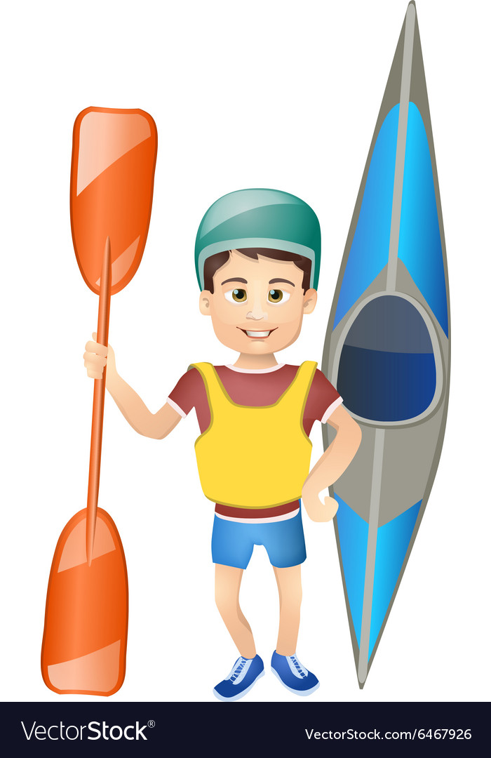 Cartoon boy with a canoe