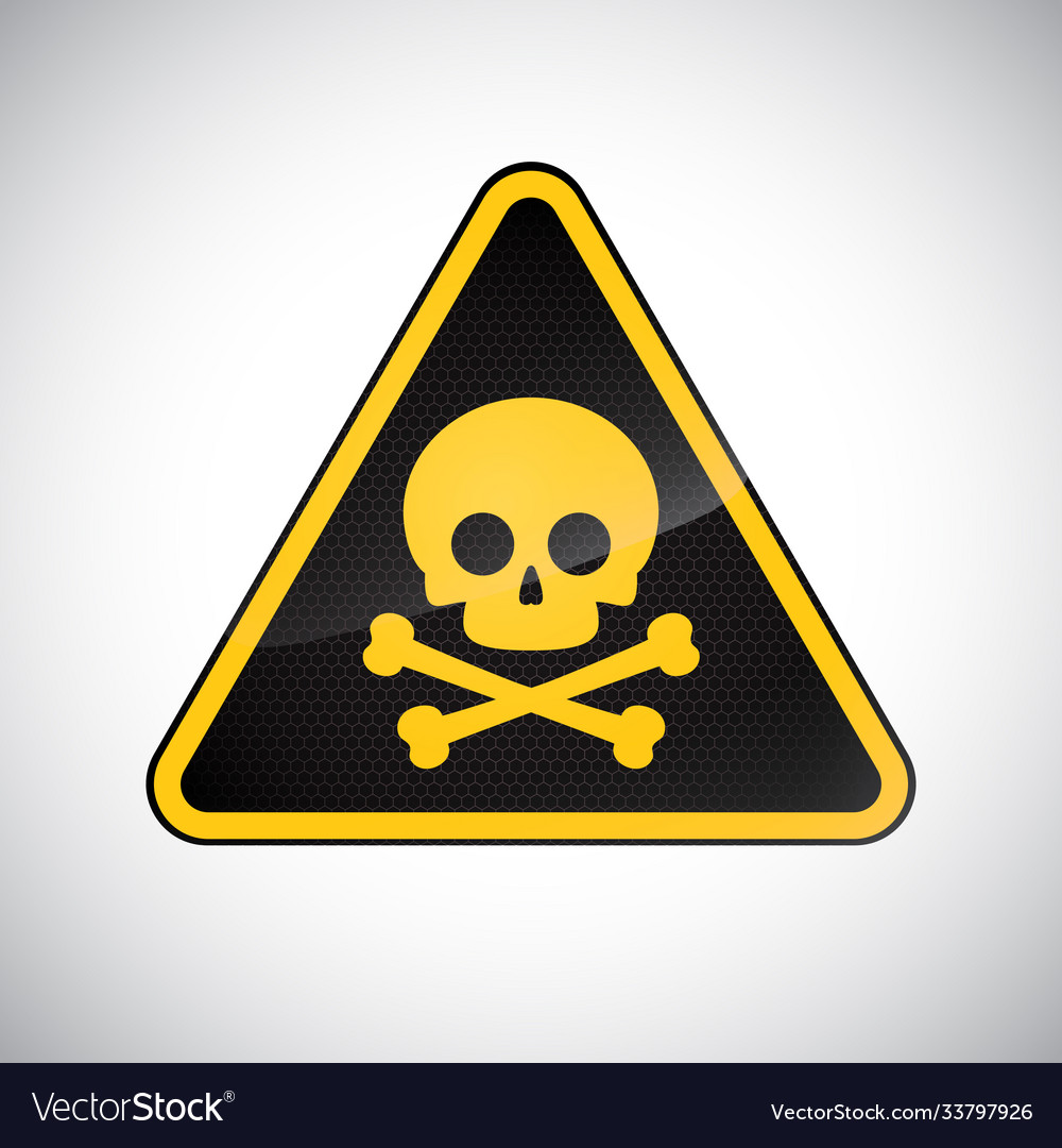 Caution poison hazard sign black yellow carbon Vector Image