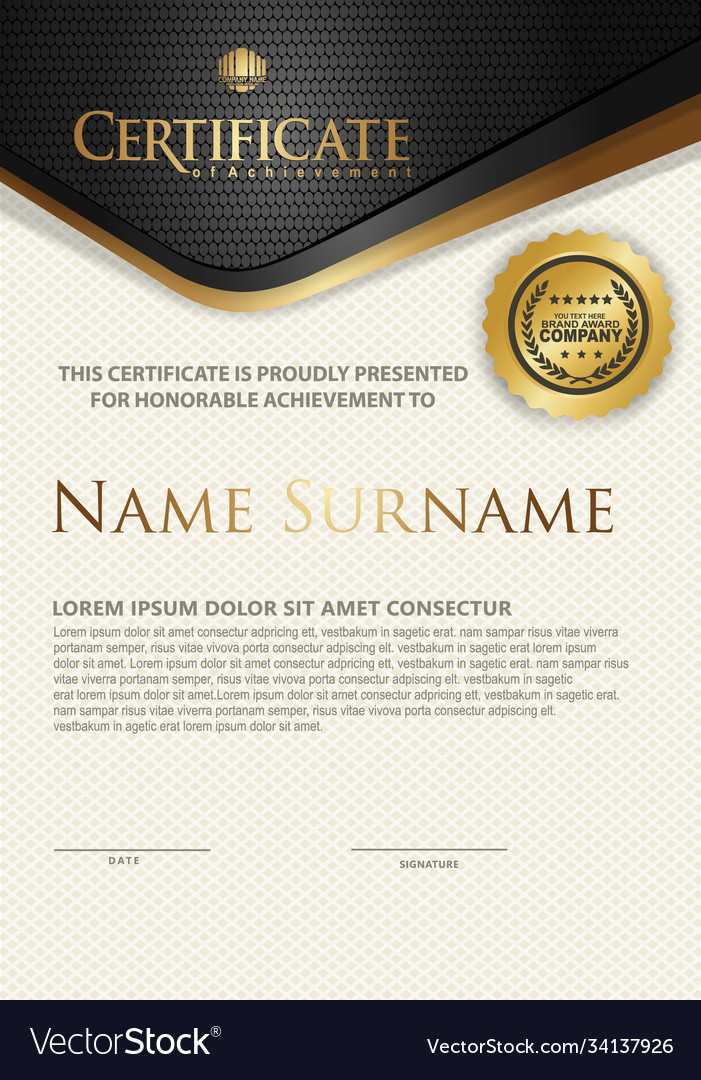 Certificate Template With Textured Background Vector Image