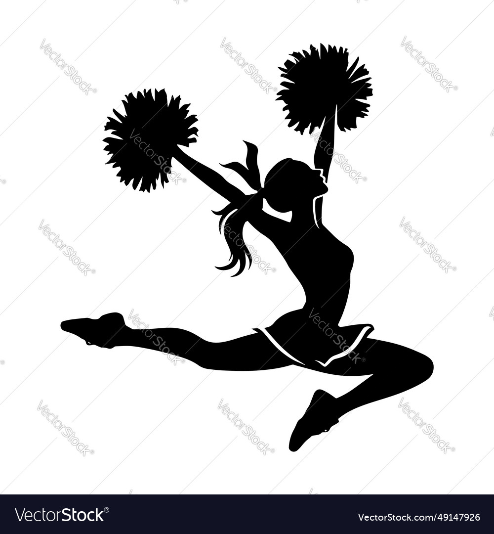 Cheerleader jumping silhouette Royalty Free Vector Image