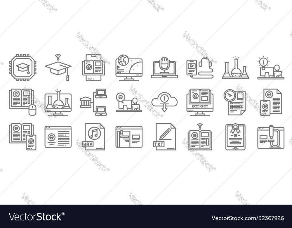 Elearning line icons linear set quality Vector Image Elearning line icons linear set quality