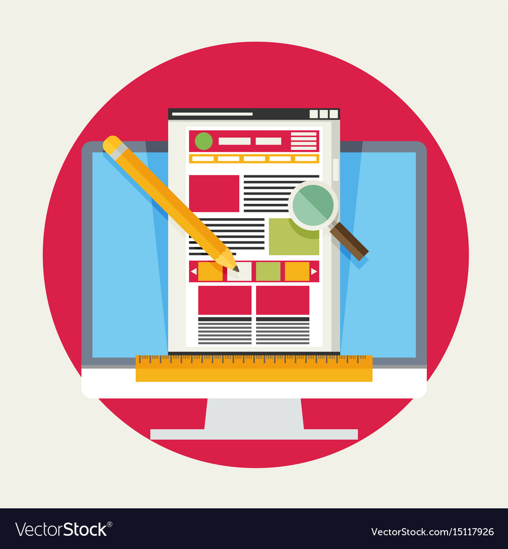 Flat of web design and development concepts