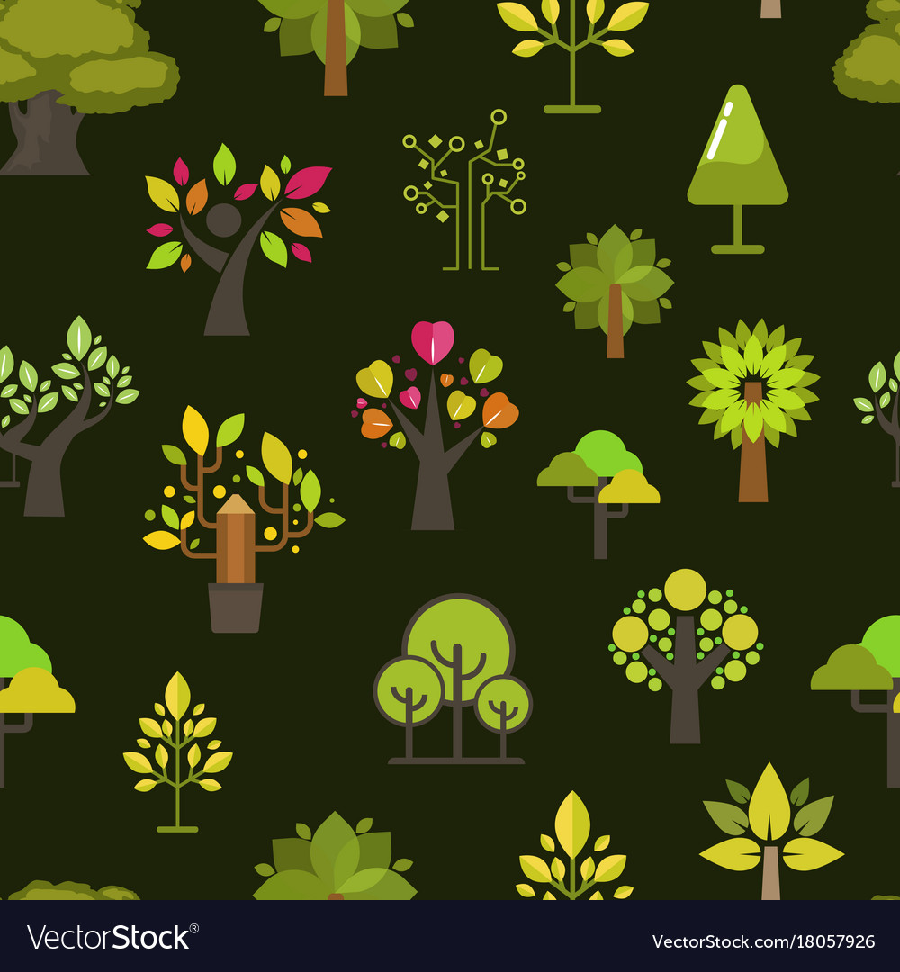 Green tree seamless pattern background