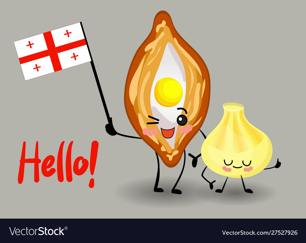 Khachapuri und khinkali - georgisches Nationalgericht vector image Khachapuri und khinkali - georgisches Nationalgericht