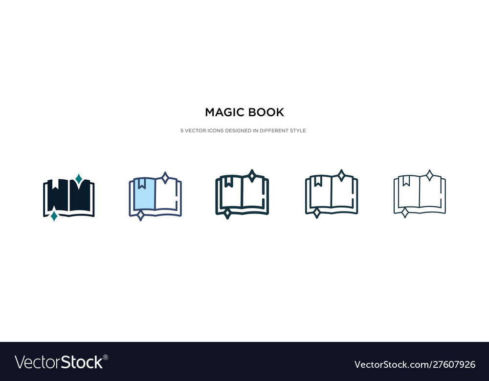 Magic book icon in different style two colored