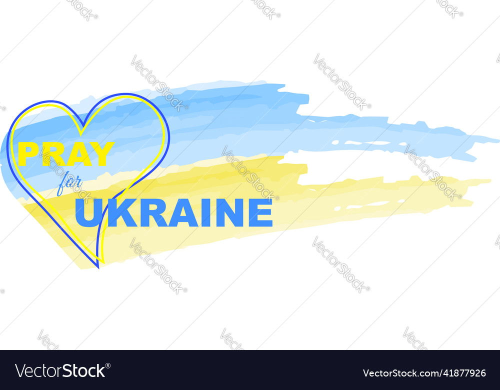 Pray for ukraine heart sign with color