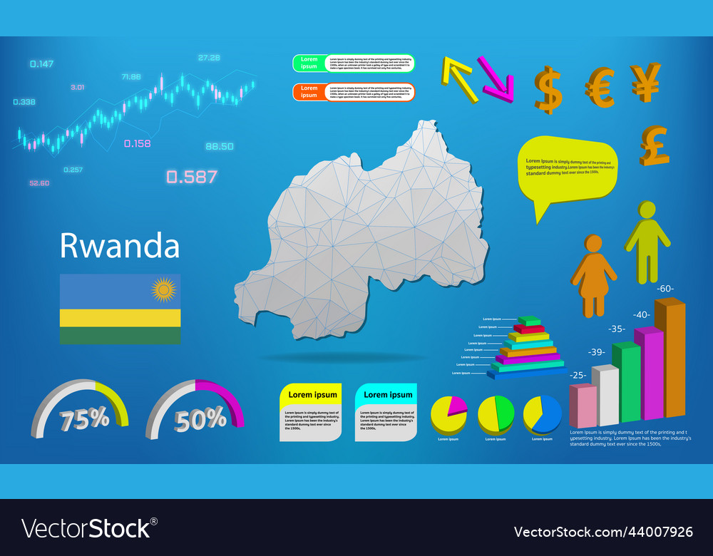 Rwanda map info graphics - charts symbols