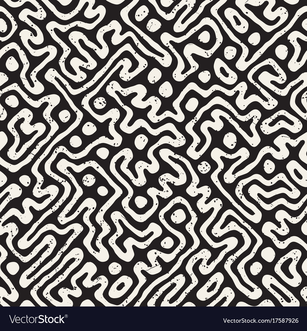 Seamless pattern with maze lines monochrome