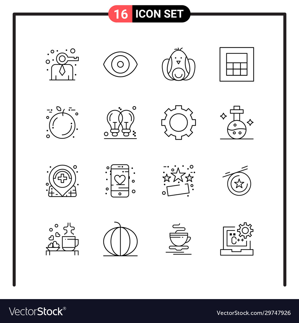 Set 16 line style icons for web and mobile vector image Set 16 line style icons for web and mobile