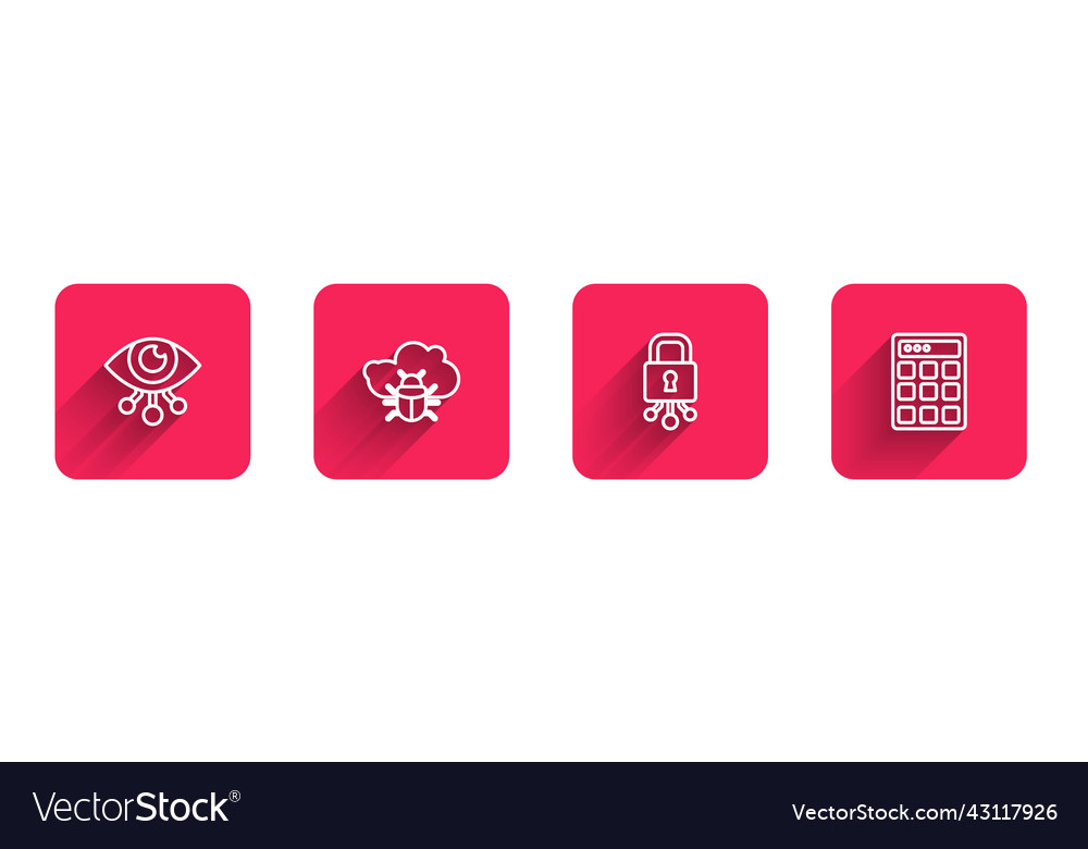 Set line eye scan system bug on cloud cyber vector image Set line eye scan system bug on cloud cyber