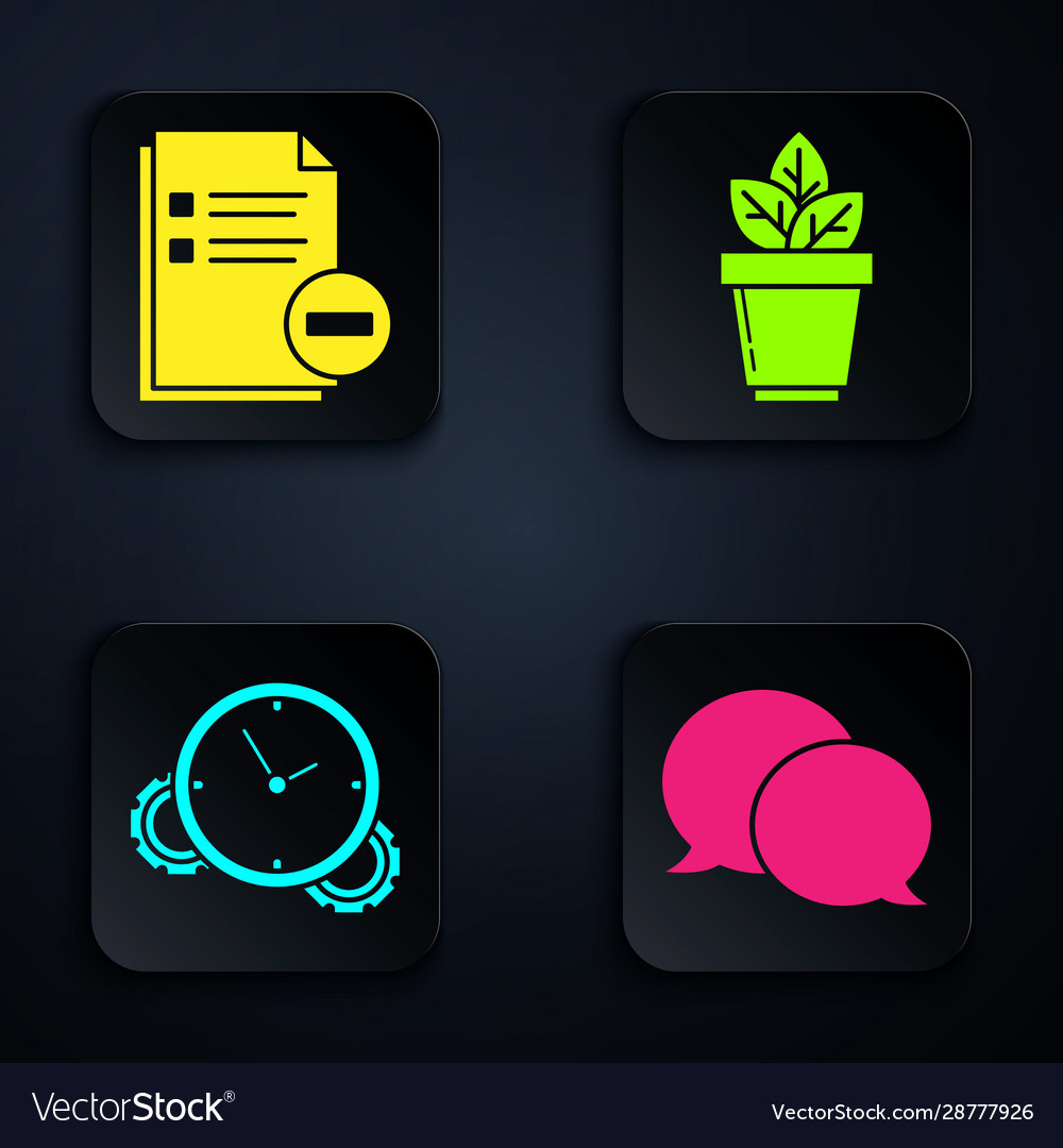 Set speech bubble chat document with minus time