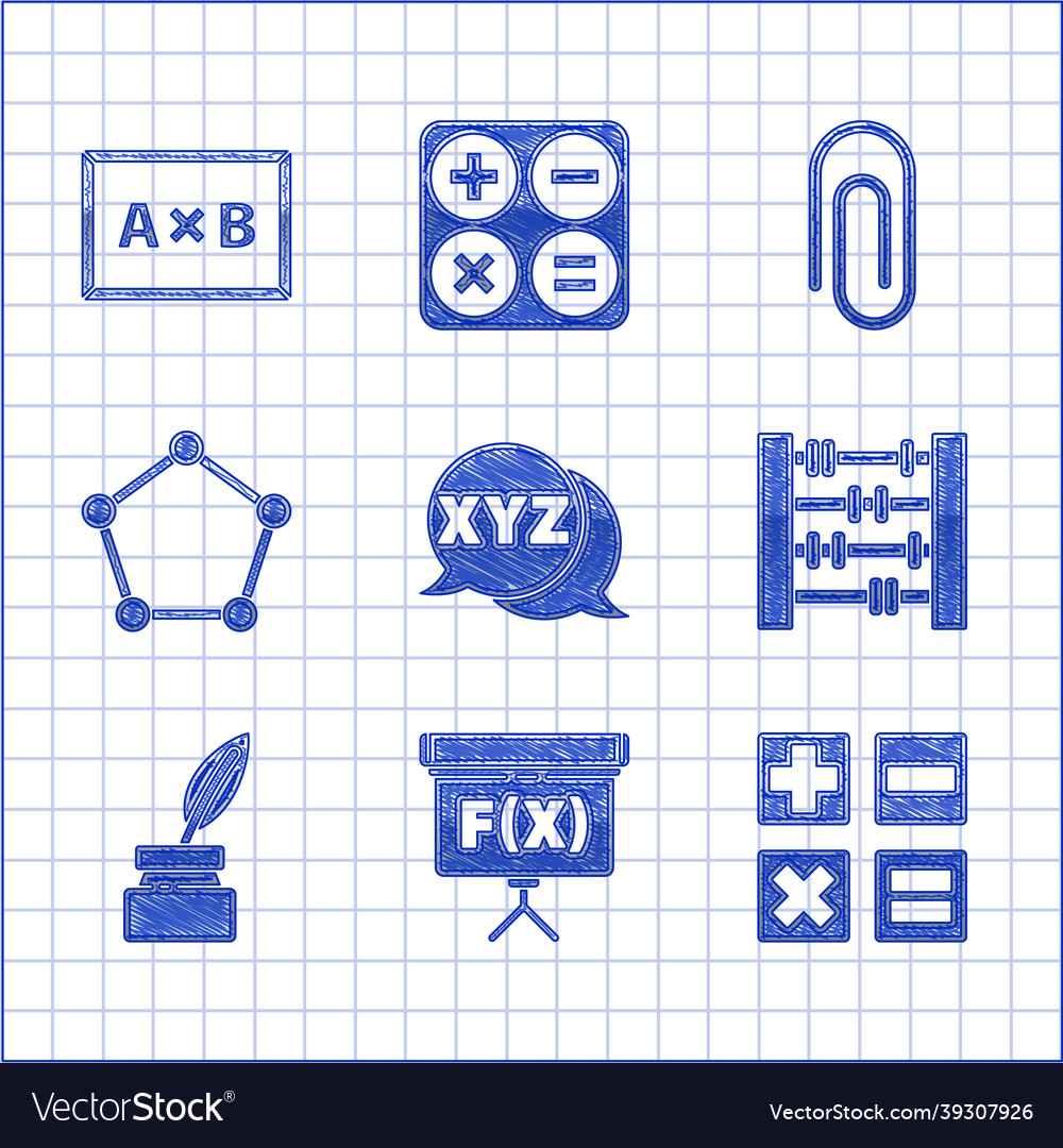 Set xyz coordinate system chalkboard calculator vector image Set xyz coordinate system chalkboard calculator