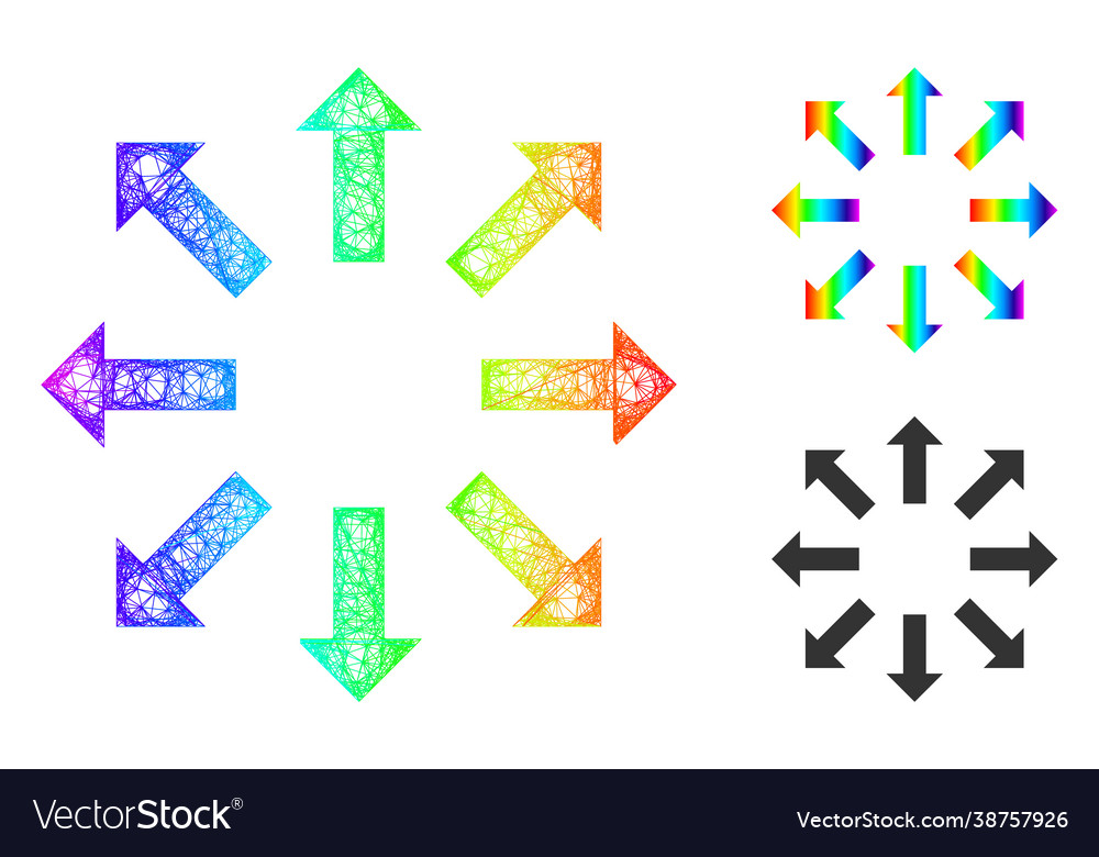 Spectral hatched gradient explode arrows icon vector image Spectral hatched gradient explode arrows icon