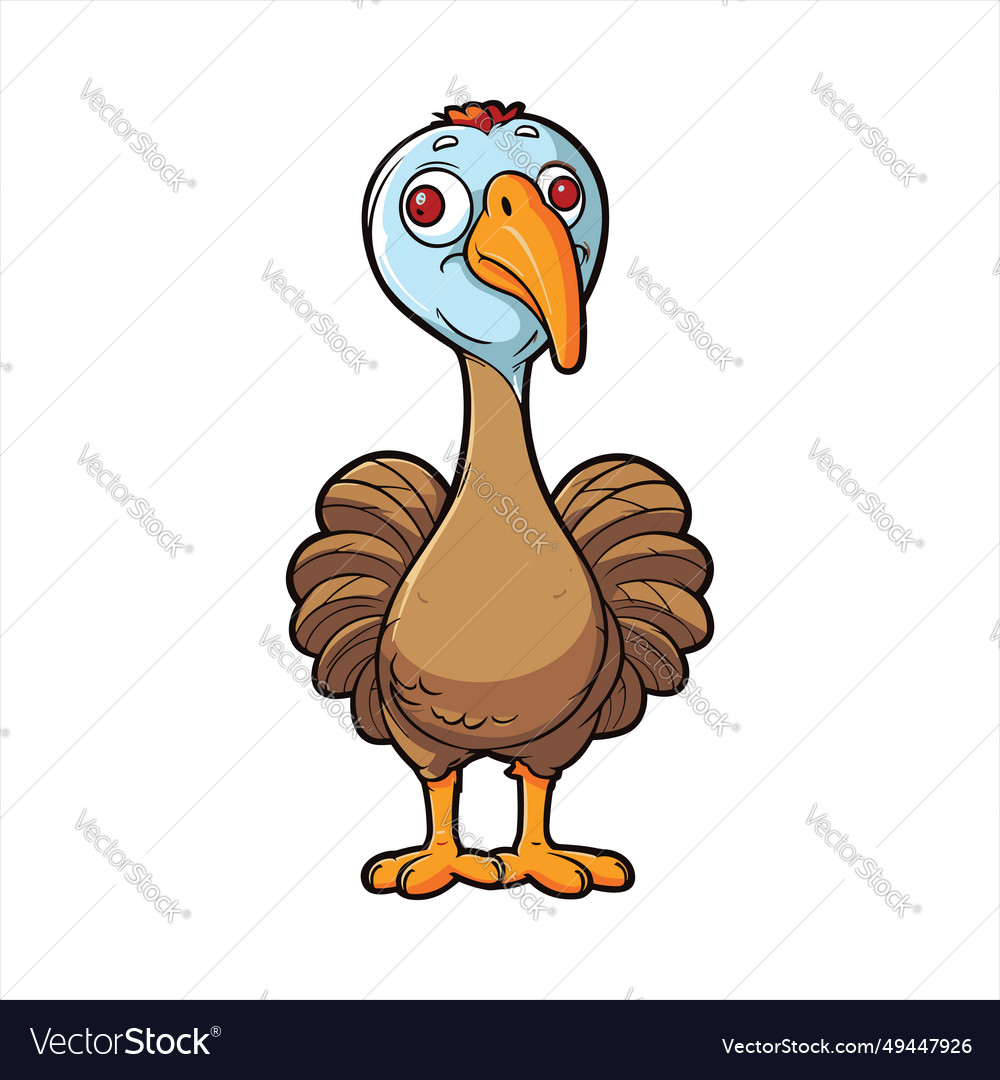 Turkey cute funny cartoon kawaii clipart colorful Vector Image
