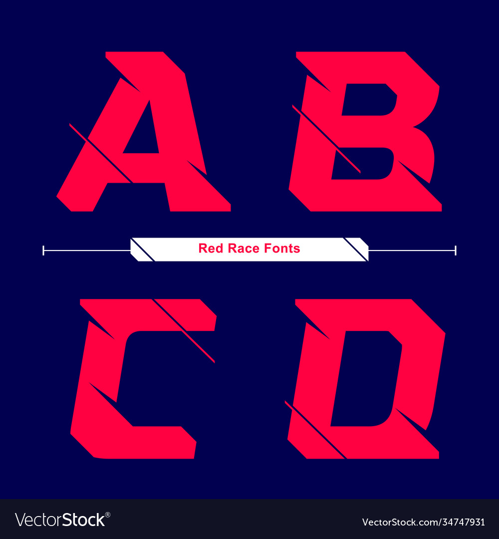 Alphabet typography font red race speed modern