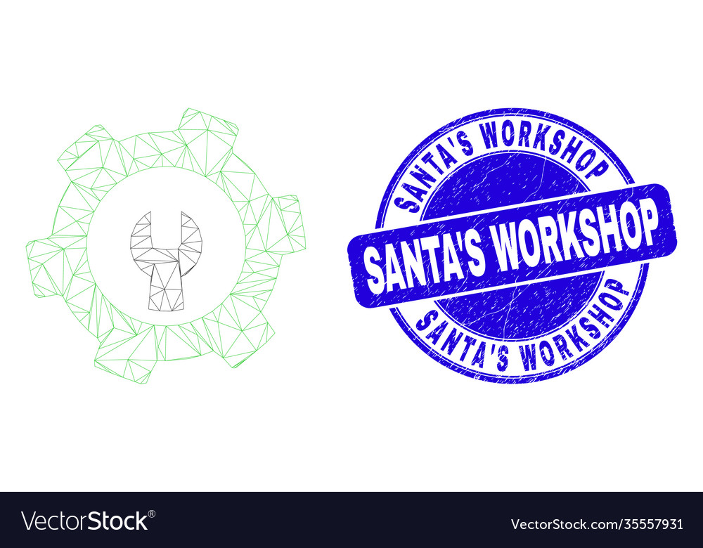 Blue grunge santa s workshop stamp seal and web