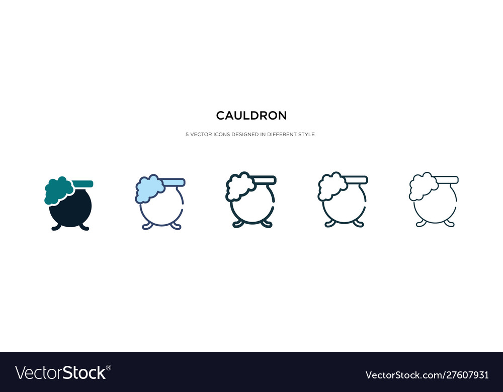 Cauldron icon in different style two colored