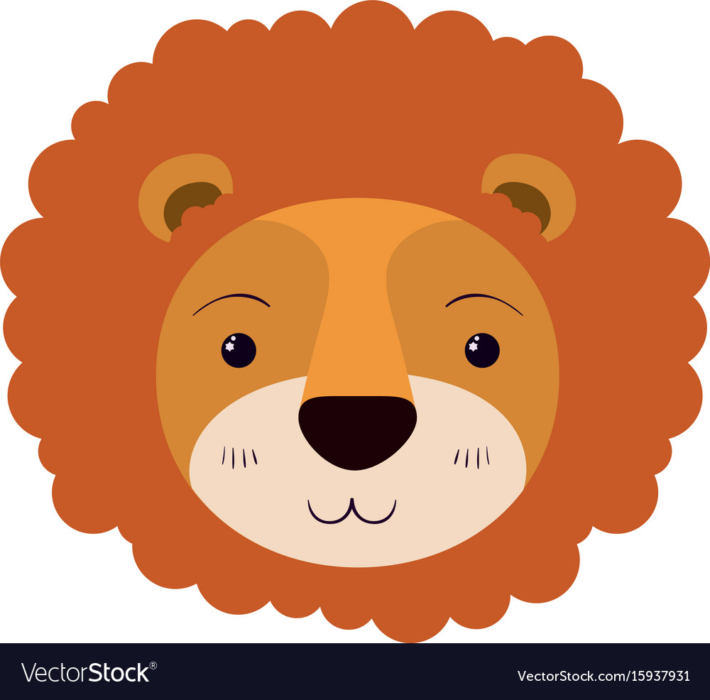 Colorful caricature cute face of lion tranquility Vector Image