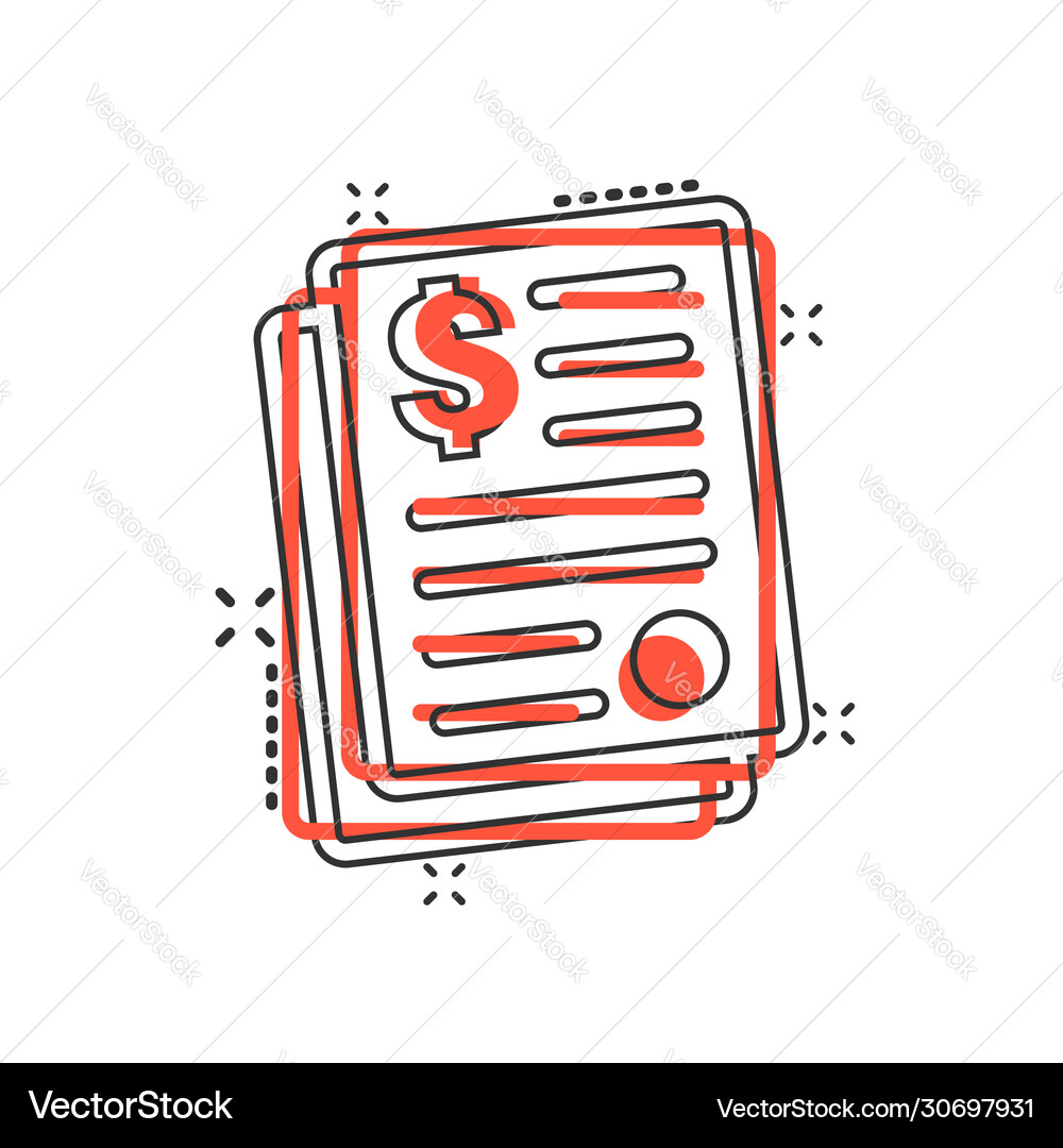 Financial statement icon in comic style document Vector Image