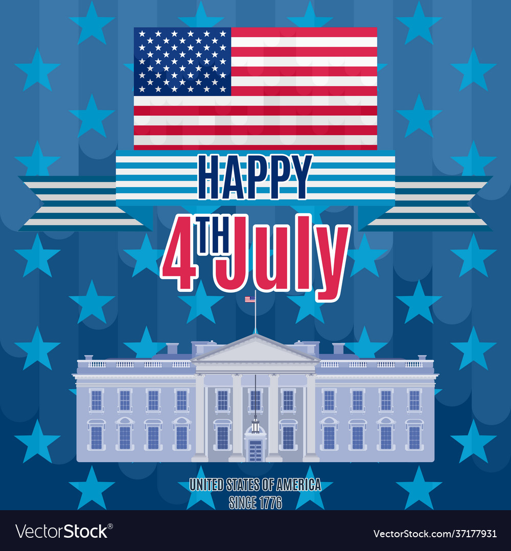 Fourth july ribbon poster white house building