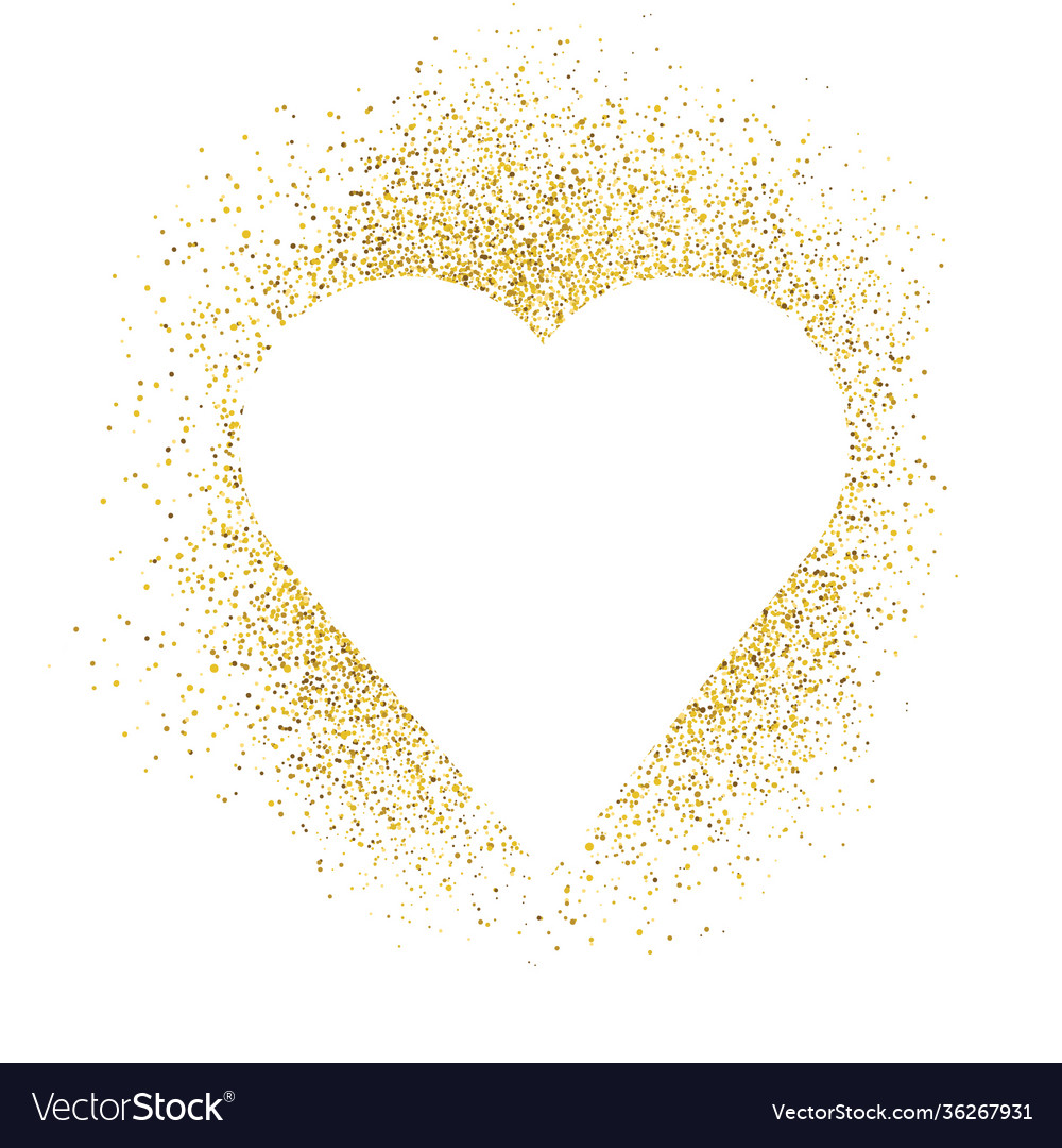 Golden glitter heart frame with space for text Vector Image