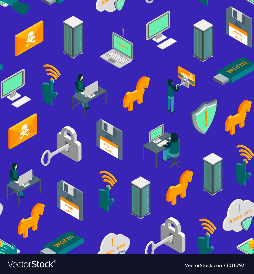 Hacker attack concept seamless pattern background vector image Hacker attack concept seamless pattern background