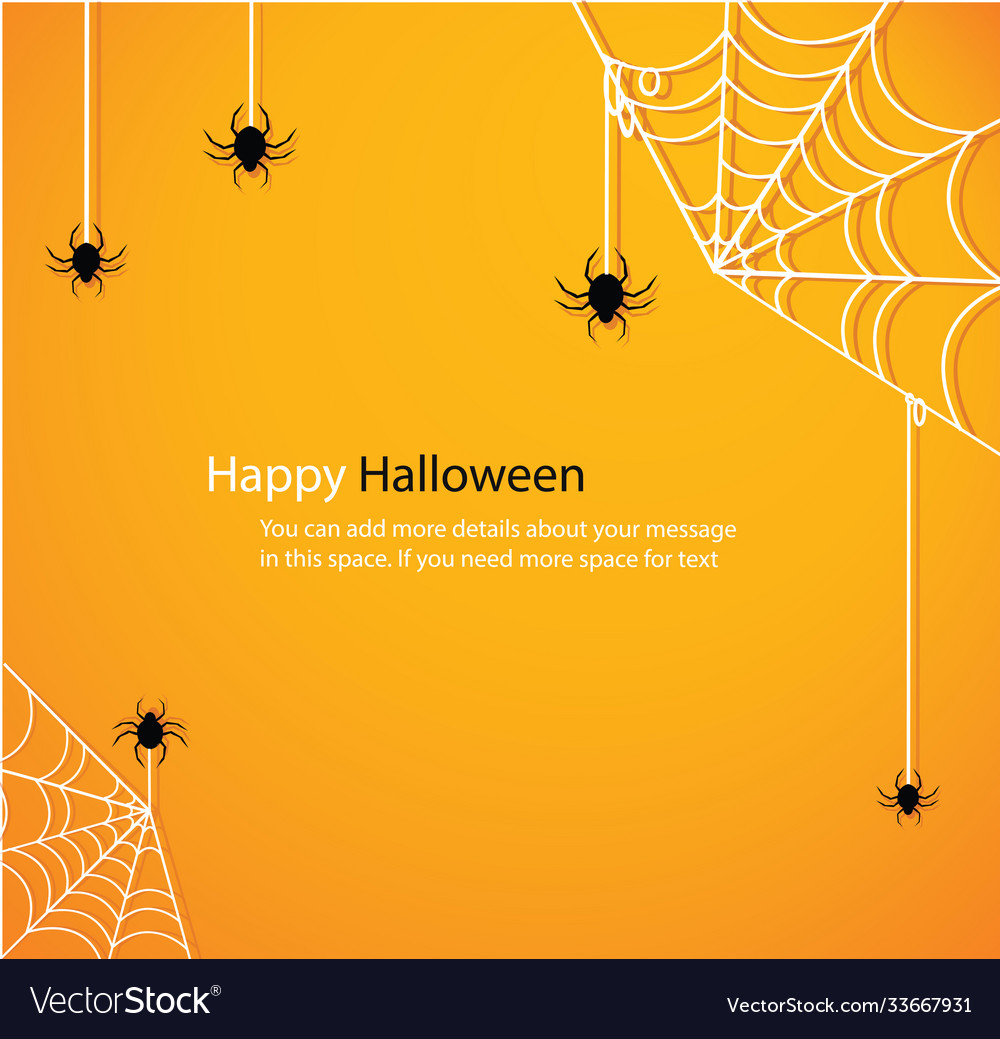 Halloween With Spider Web Yellow Background Vector Image