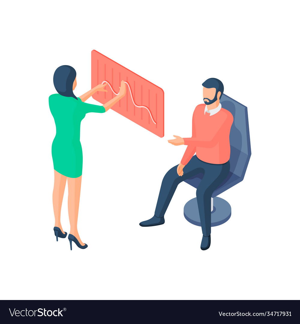 Managers prepare statistical report isometric vector image Managers prepare statistical report isometric