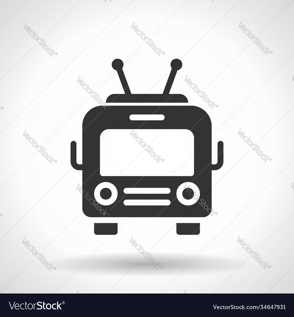 Monochromatic trolleybus icon with hovering vector image Monochromatic trolleybus icon with hovering