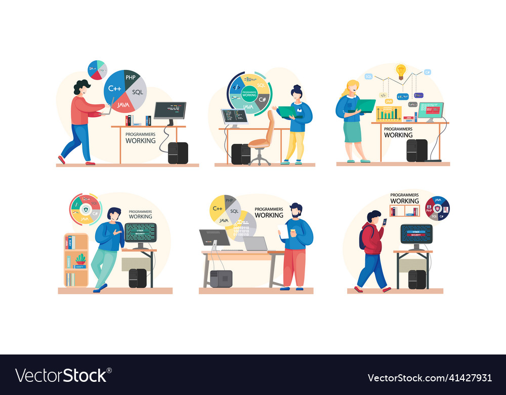 Programmer engineering and coding vector image Programmer engineering and coding