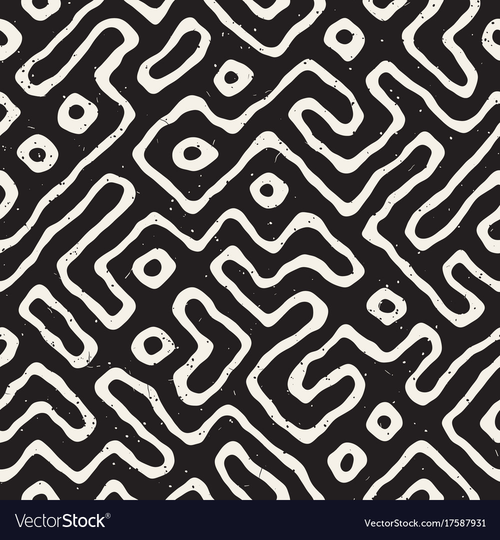 Seamless pattern with maze lines monochrome