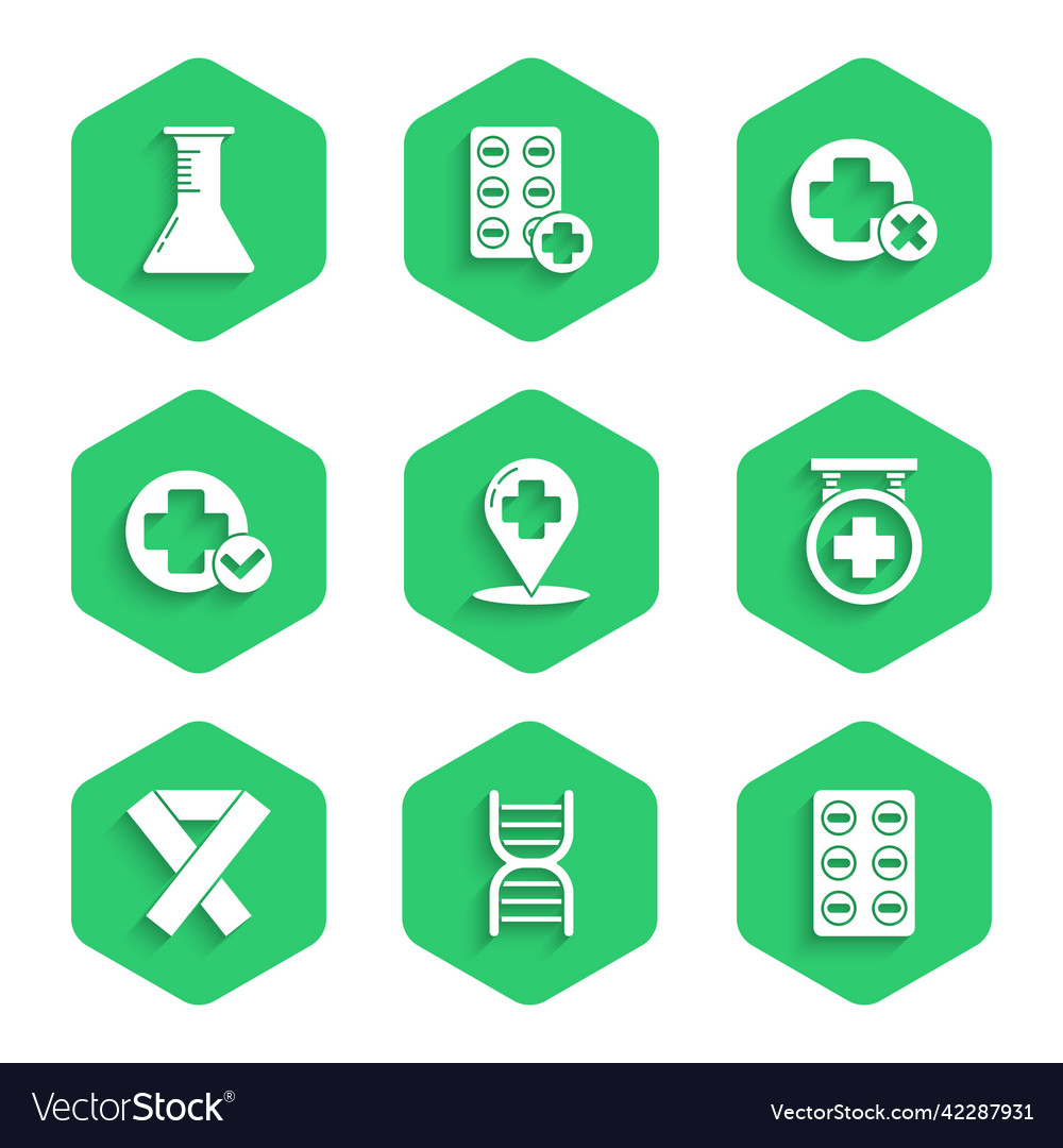 Set map pointer with cross hospital dna symbol Vector Image Set map pointer with cross hospital dna symbol