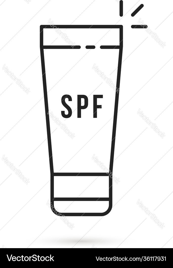 Spf sunblock thin line black icon Royalty Free Vector Image