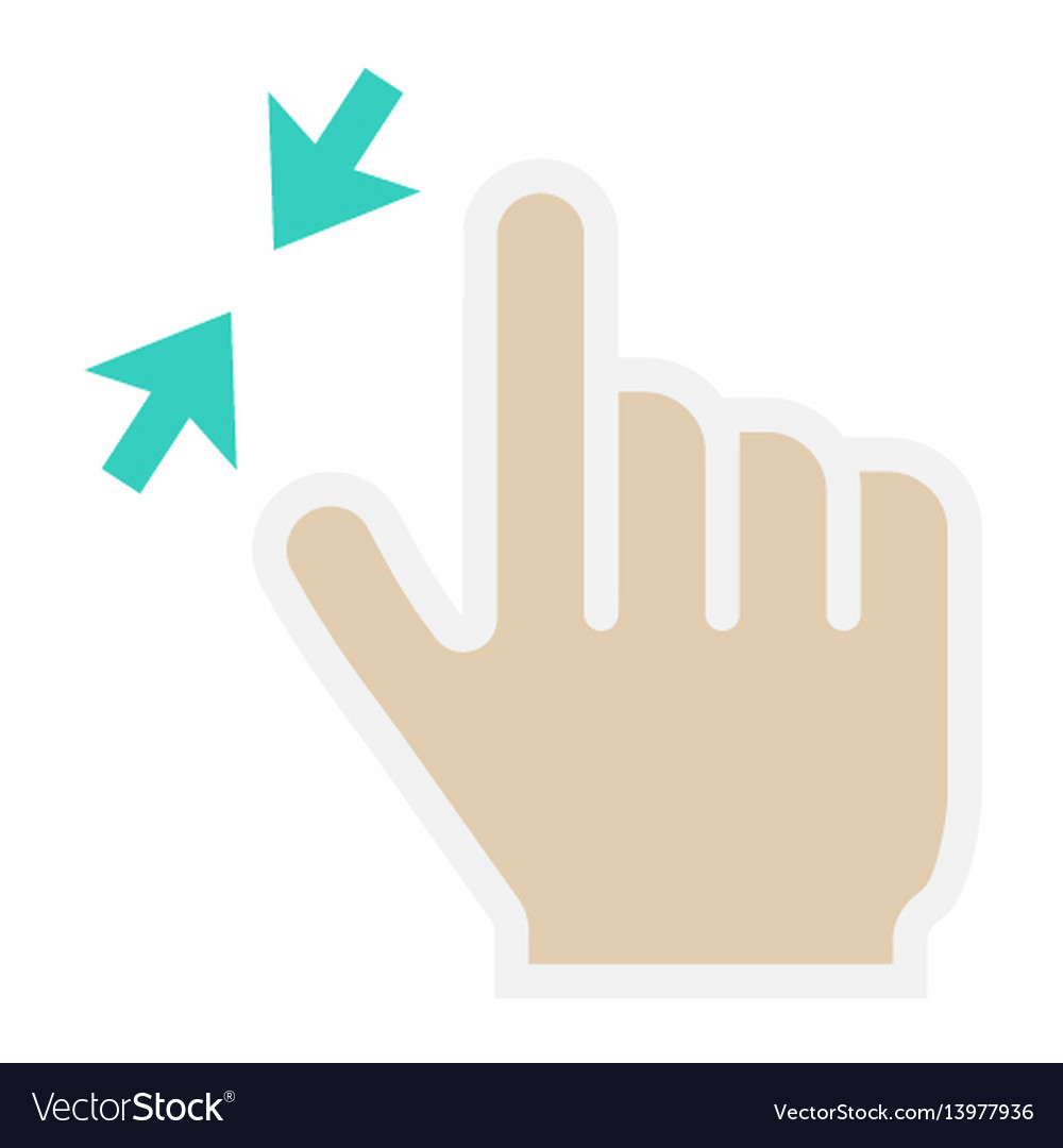 2 finger zoom out flat icon touch and gesture