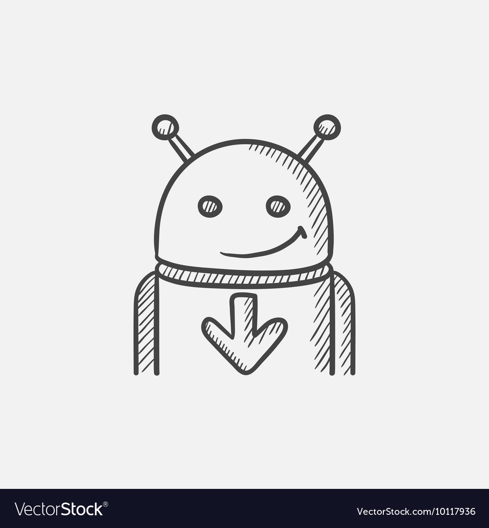 Android with arrow down sketch icon