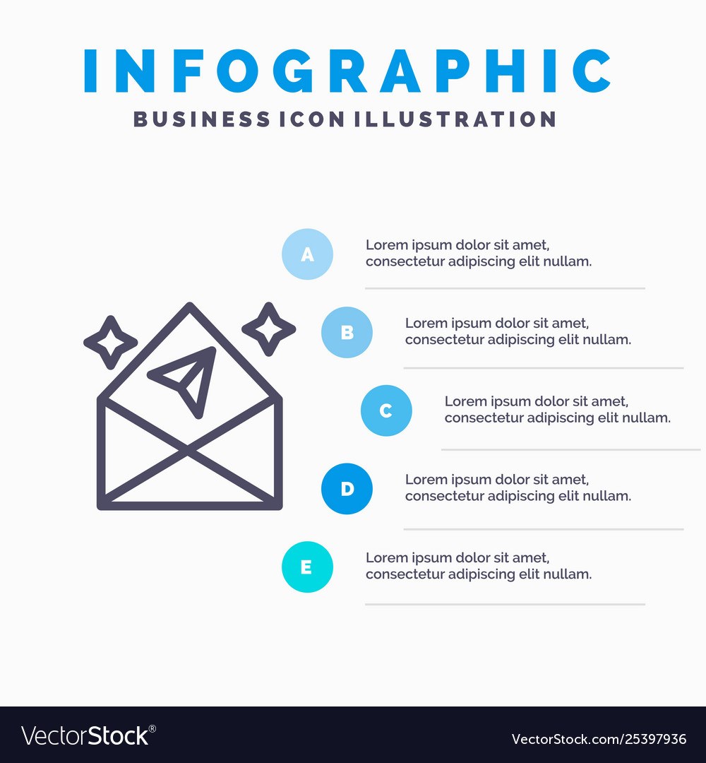 Arrow chat mail open line icon with 5 steps vector image Arrow chat mail open line icon with 5 steps