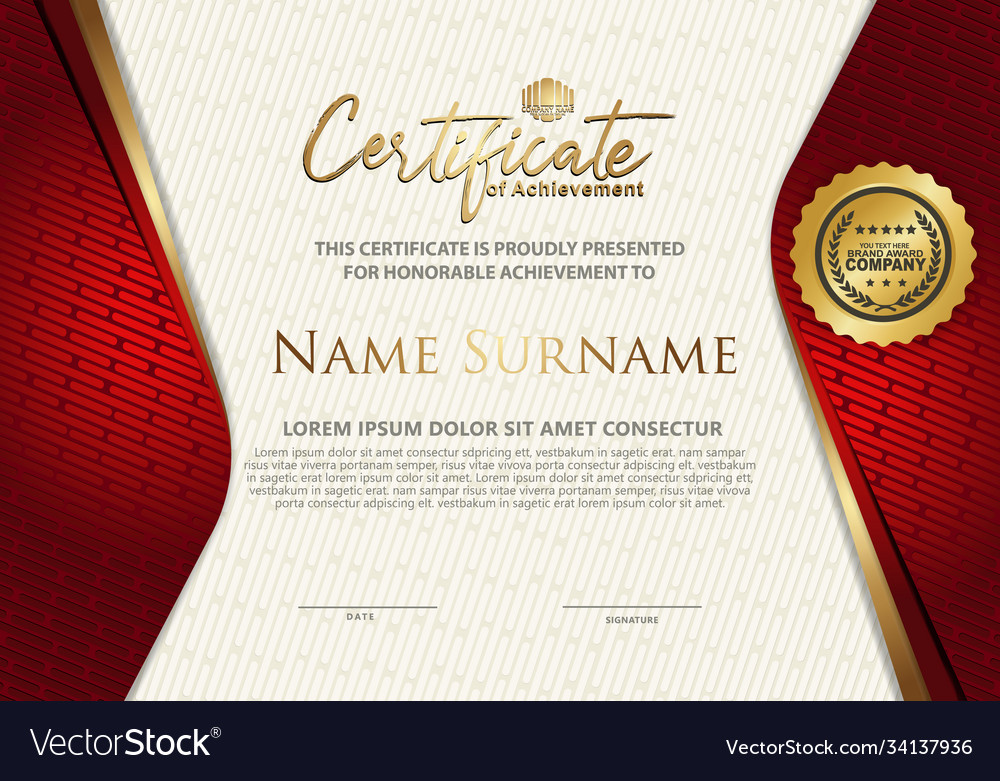 Certificate template with textured background vector image Certificate template with textured background