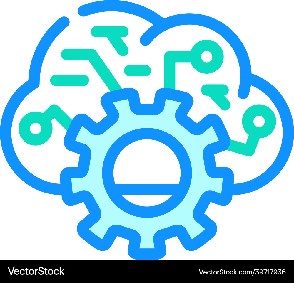 Cloud data erp color icon Royalty Free Vector Image