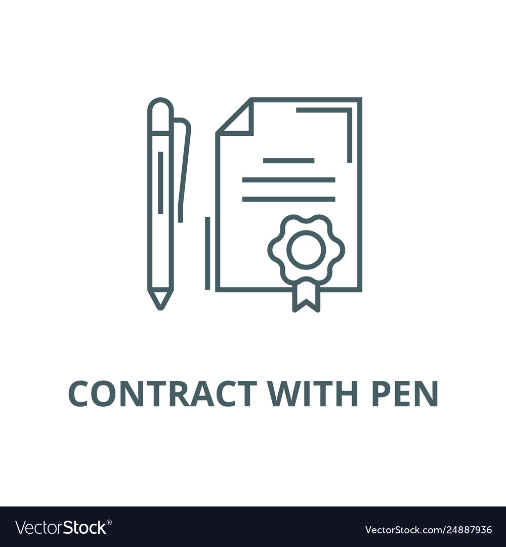 Contract with pen line icon vector image Contract with pen line icon