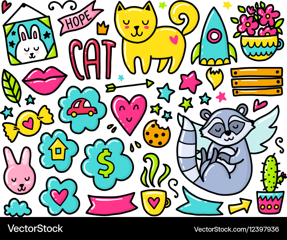 Doodles cute elements Royalty Free Vector Image