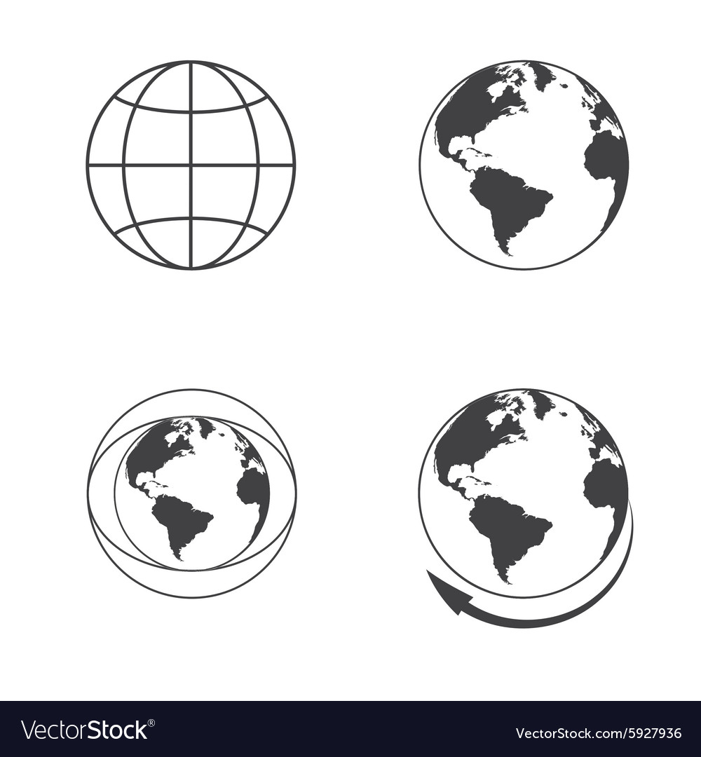 Earth Icons Set - Globe and Continent Symbols