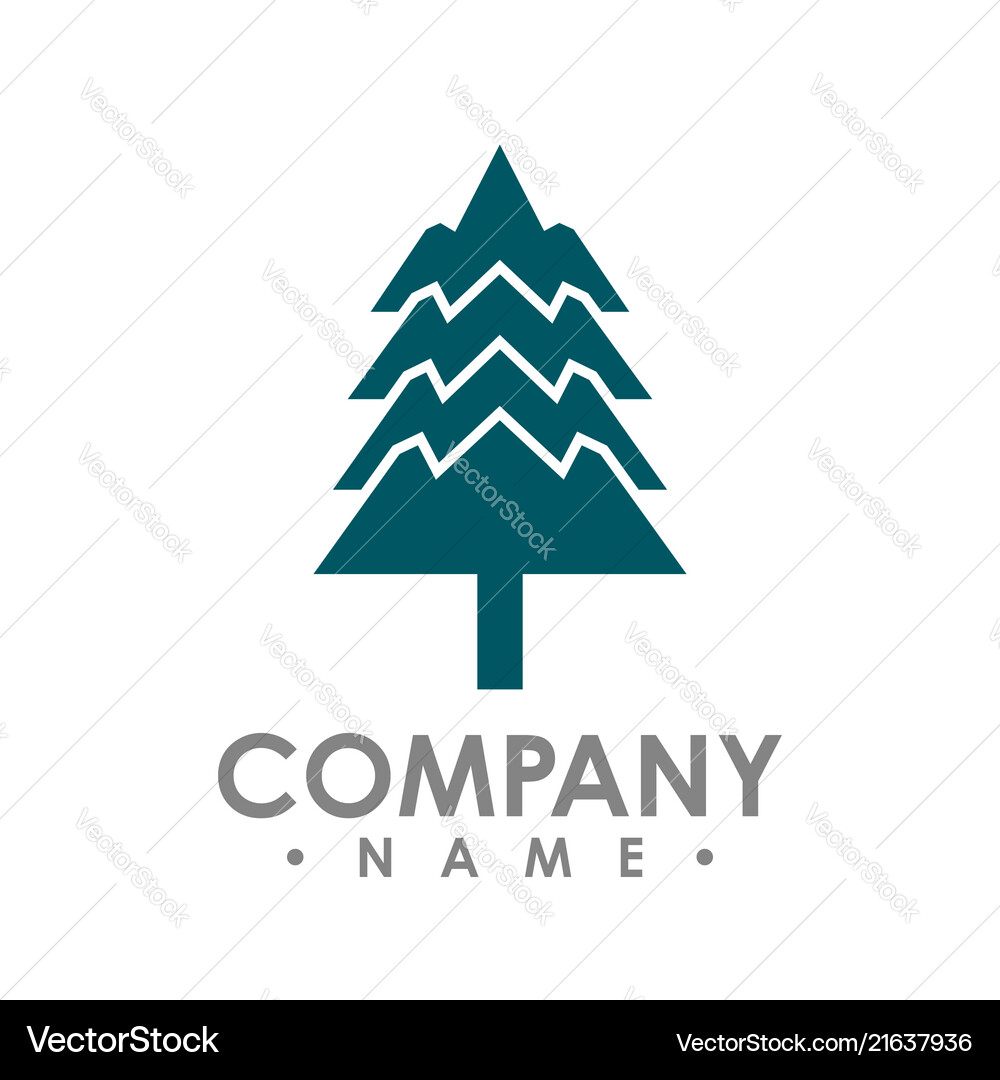 Flat design pine trees logo each element is Vector Image