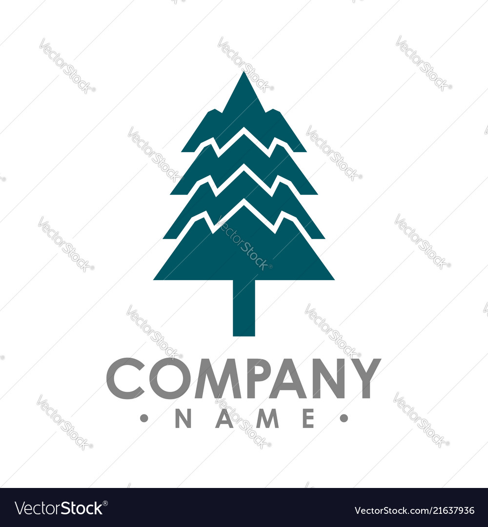 Flat design pine trees logo each element