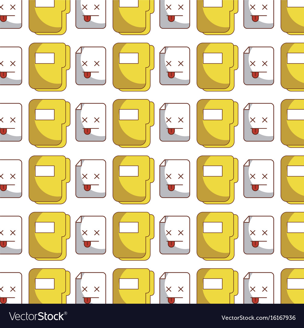 Folder document kawaii character pattern