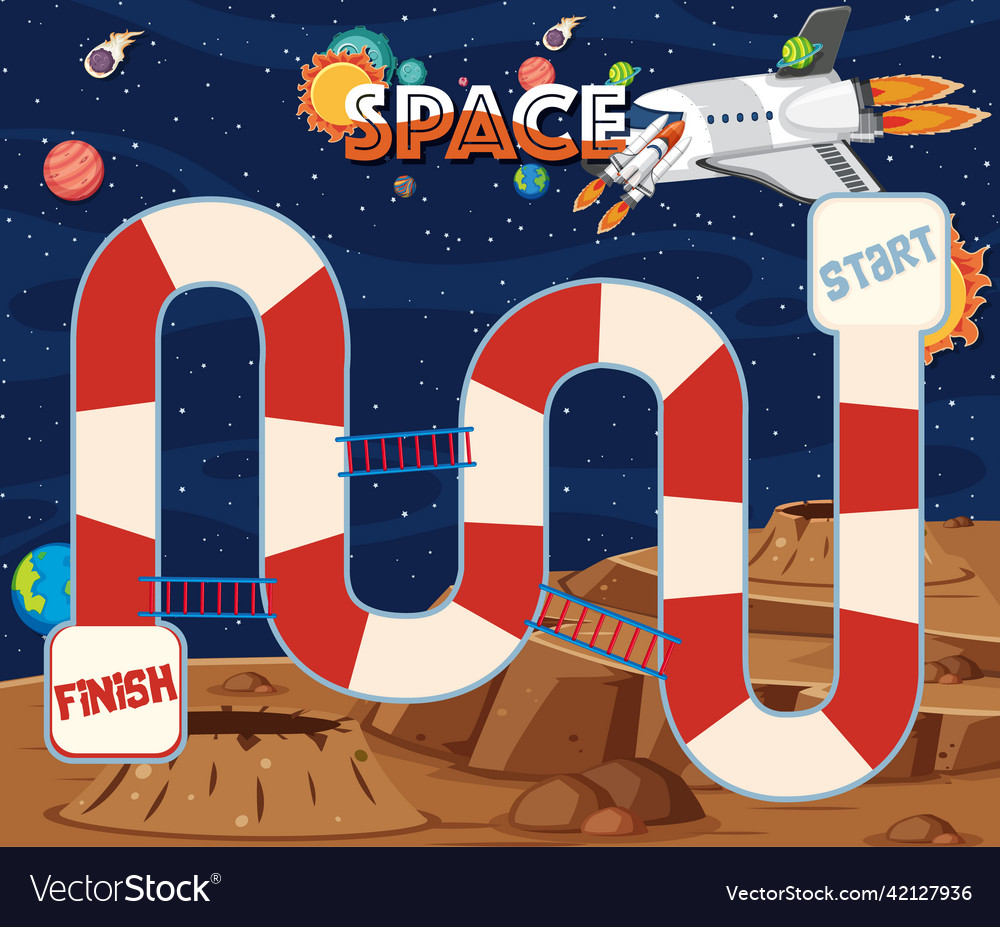 Game template with space theme background Vector Image Game template with space theme background