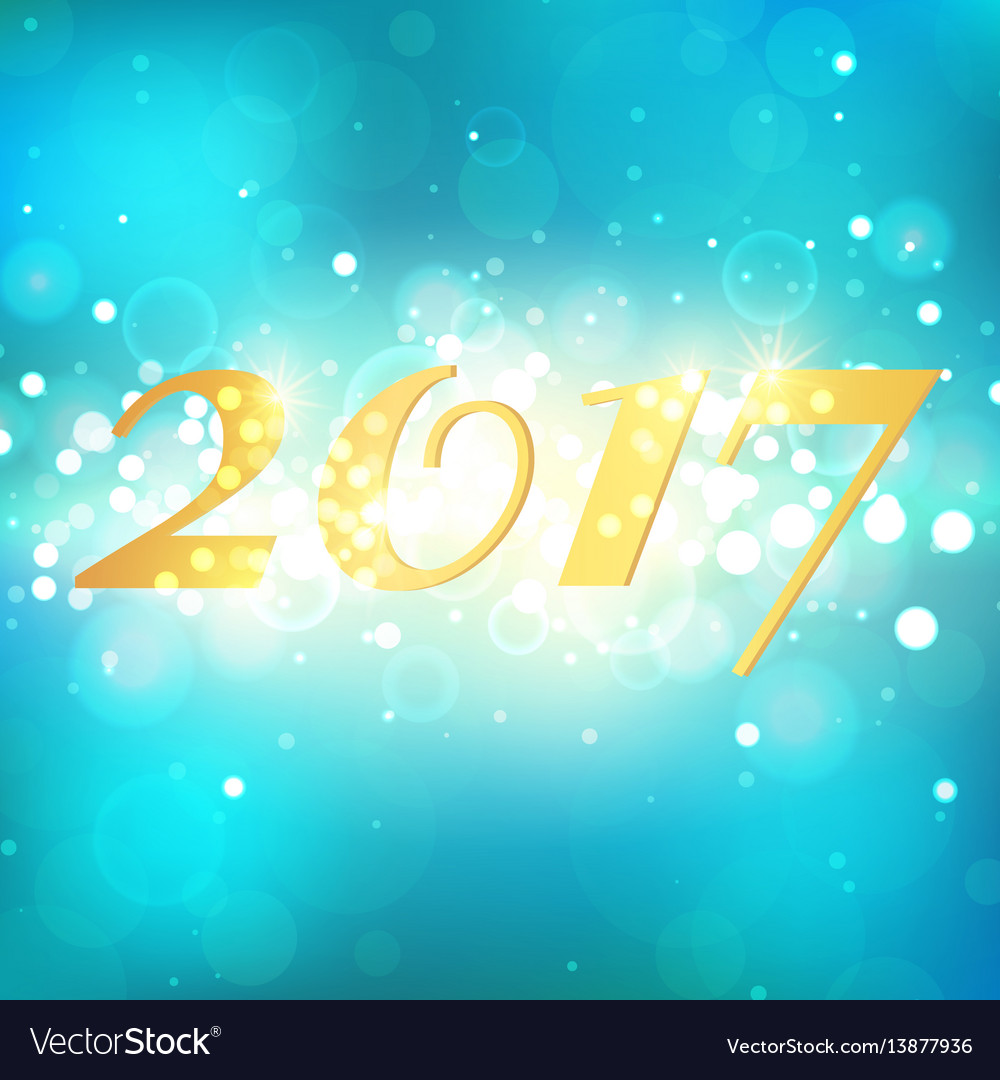 Happy new year 2017 on blue abstract background Vector Image